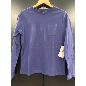 Classic Prep LS Kellan Pocket T-Shirt Solid Blue Ribbon Organic Cotton Size 14